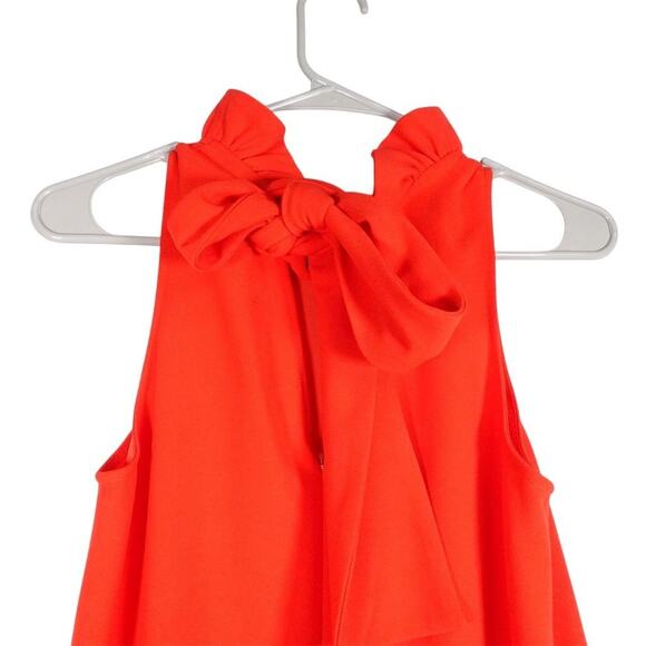 EUC Pomander Place Blythe Red Ruffle Collar Bow Tie Back Dress XS 2568-36 - Picture 8 of 9